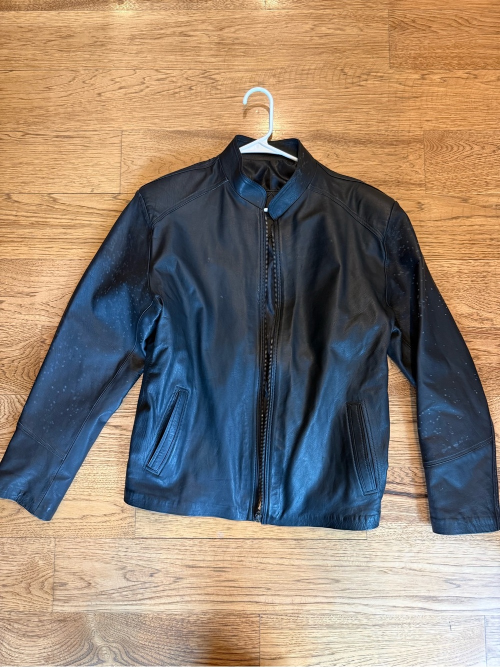 Men's Black Leather Zip-Front Jacket